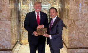 Japan's former PM Aso meets Trump for talks on security and economy