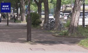 名古屋 繁華街で乗用車が歩道に進入 自転車の男性をはねて逃走